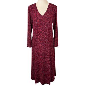 Gudrun Sjoden Red Magenta Floral Lagenlook Midi Dress Size L